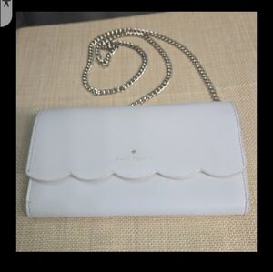 Kate Spade White Clutch with Silver Chain